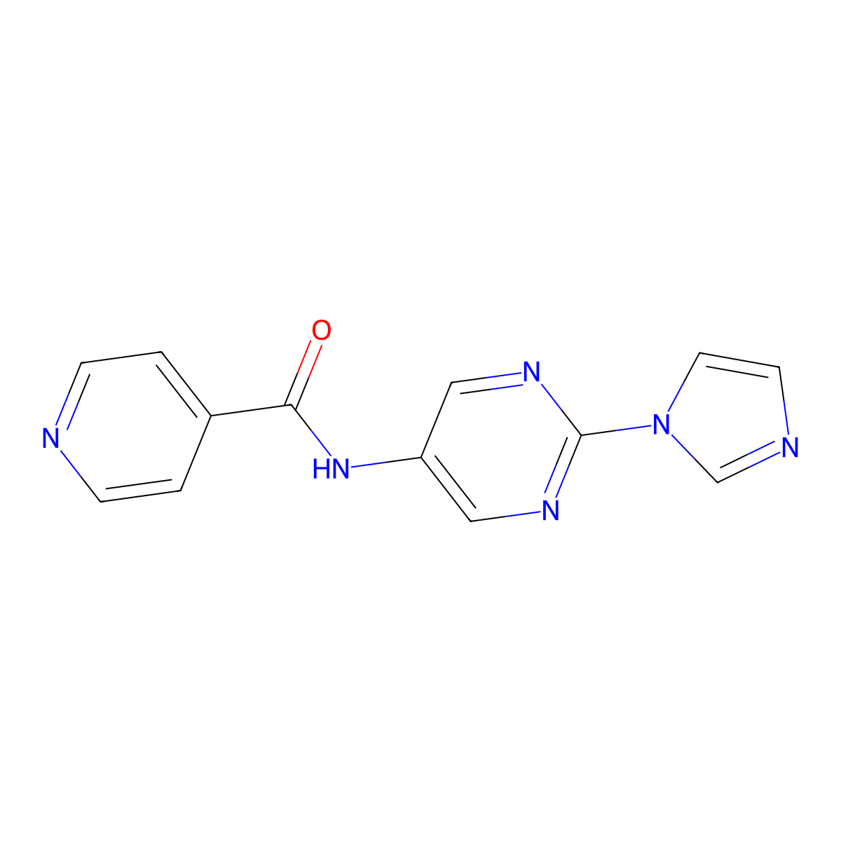 N-(2-(1H-imidazol-1-yl)pyrimidin-5-yl)isonicotinamide molecular structure, CAS 1421522-19-1