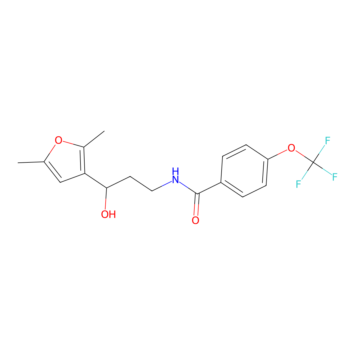 N-[3-(2,5-Dimethylfuran-3-YL)-3-hydroxypropyl]-4-(trifluoromethoxy)benzamide molecular structure, CAS 1421522-20-4