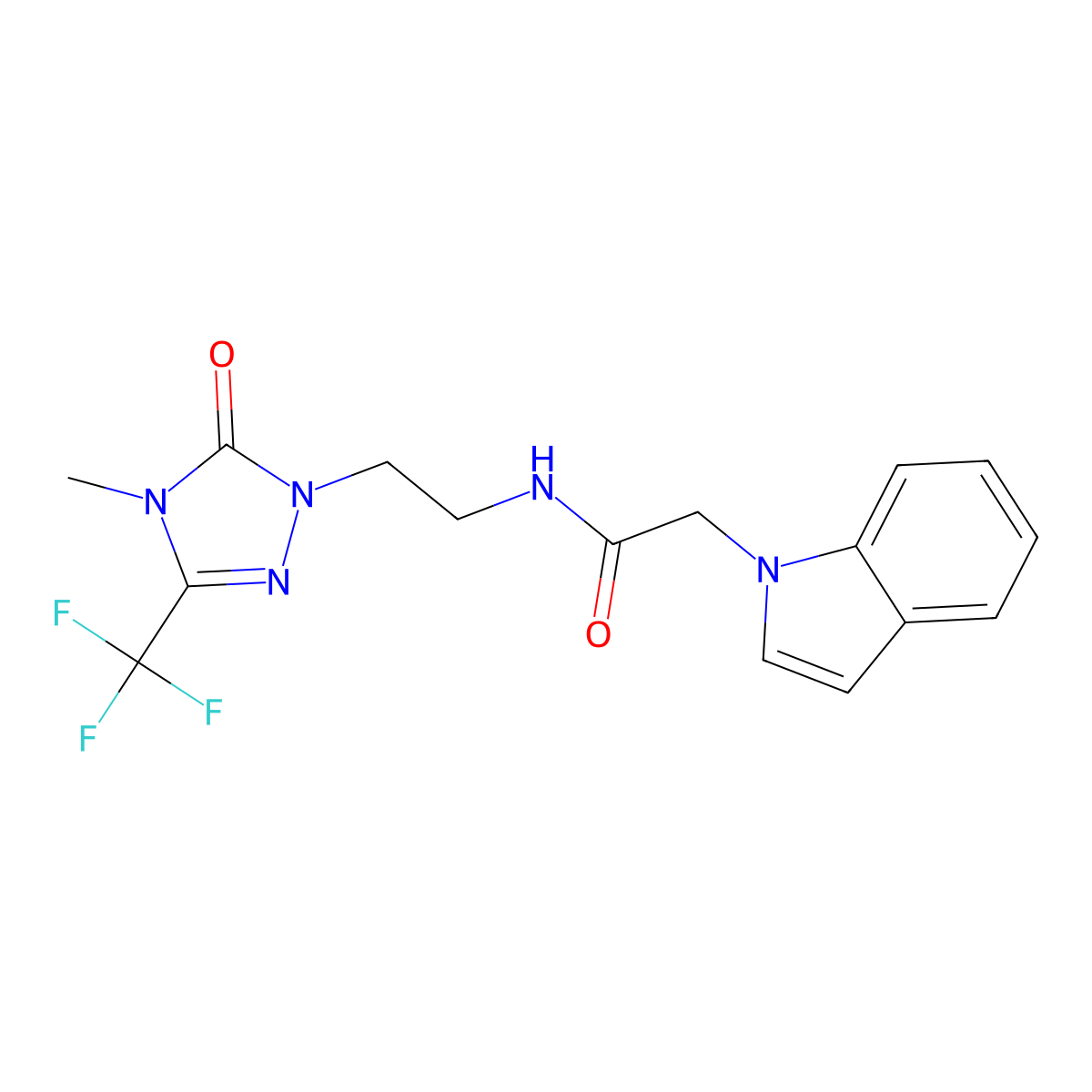 2-(1H-indol-1-yl)-N-{2-[4-methyl-5-oxo-3-(trifluoromethyl)-4,5-dihydro-1H-1,2,4-triazol-1-yl]ethyl}acetamide molecular structure, CAS 1421522-29-3