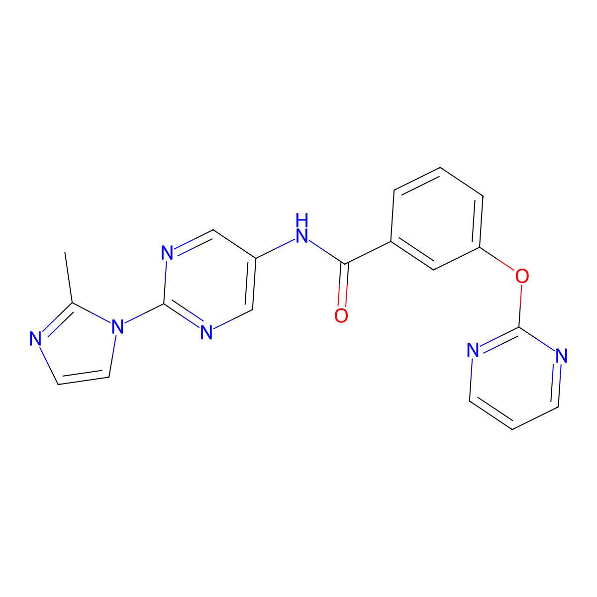 N-[2-(2-methyl-1H-imidazol-1-yl)pyrimidin-5-yl]-3-(pyrimidin-2-yloxy)benzamide molecular structure, CAS 1421522-32-8