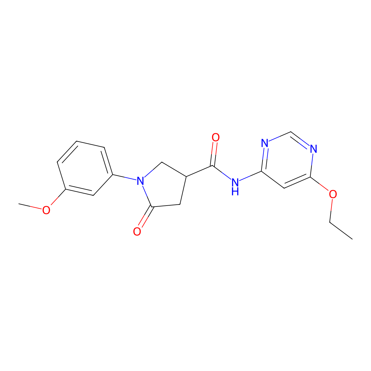 N-(6-ethoxypyrimidin-4-yl)-1-(3-methoxyphenyl)-5-oxopyrrolidine-3-carboxamide molecular structure, CAS 1421522-35-1