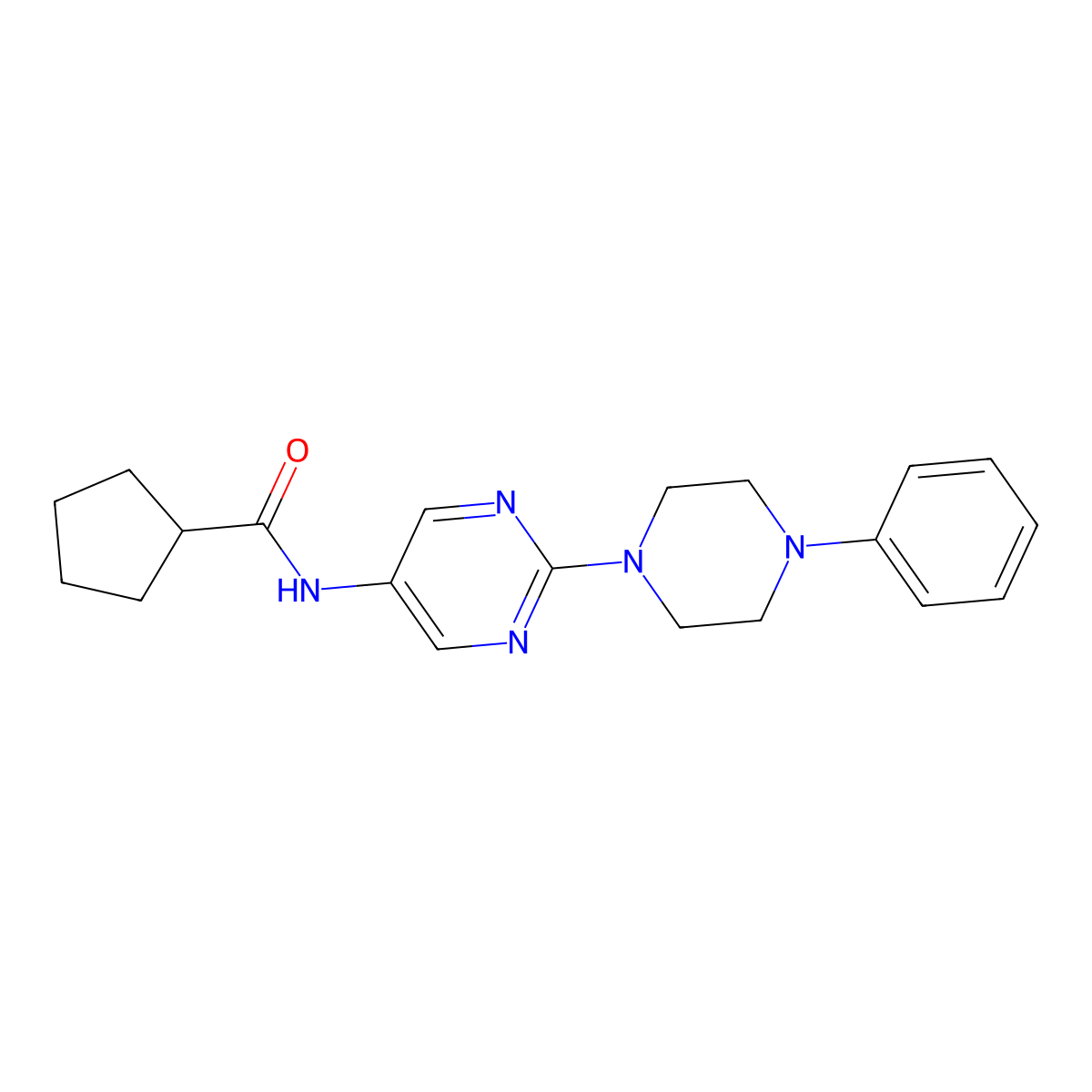 N-[2-(4-Phenylpiperazin-1-YL)pyrimidin-5-YL]cyclopentanecarboxamide molecular structure, CAS 1421522-46-4