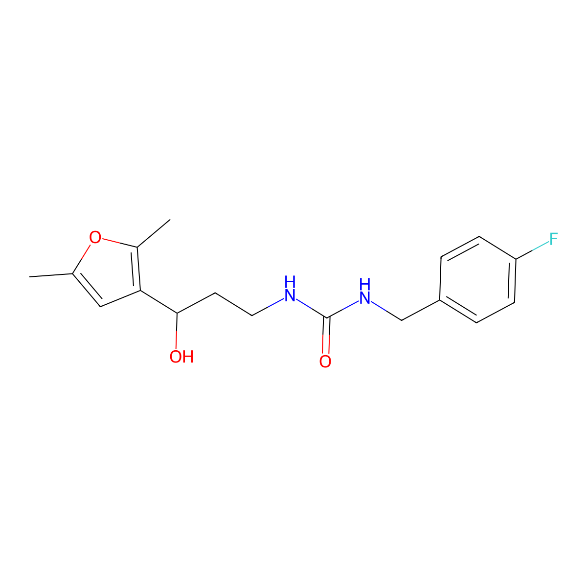 1-(3-(2,5-Dimethylfuran-3-yl)-3-hydroxypropyl)-3-(4-fluorobenzyl)urea molecular structure, CAS 1421522-48-6