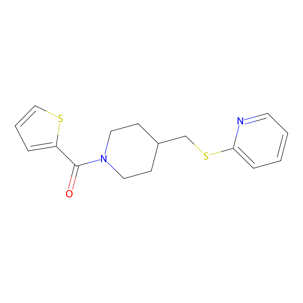 2-({[1-(Thiophene-2-carbonyl)piperidin-4-YL]methyl}sulfanyl)pyridine molecular structure, CAS 1421522-50-0