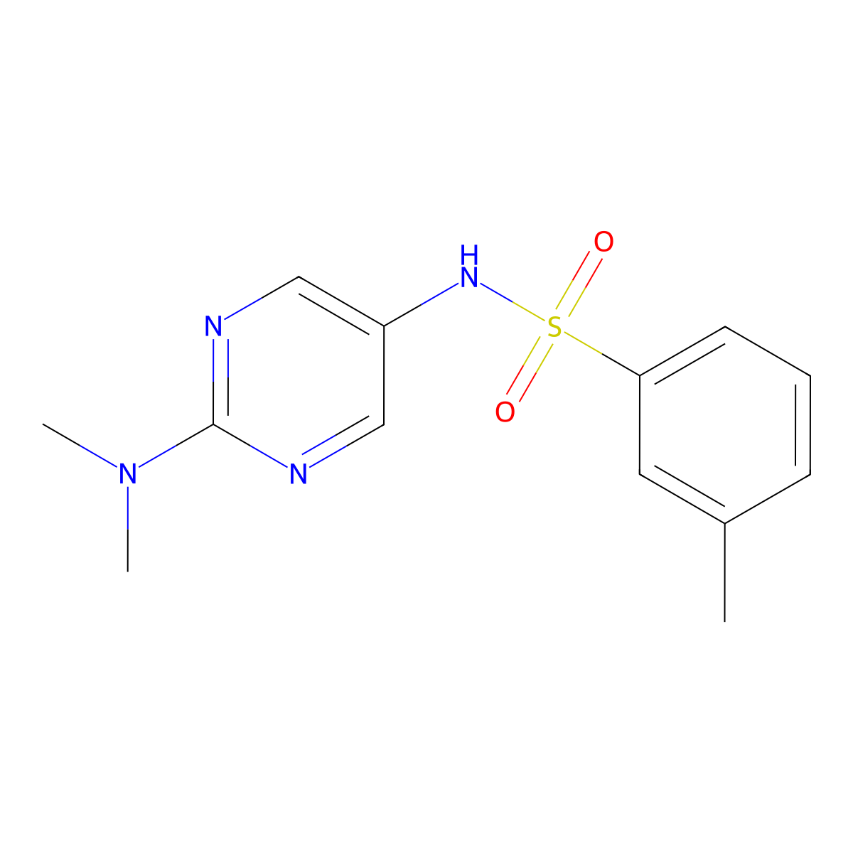 N-(2-(dimethylamino)pyrimidin-5-yl)-3-methylbenzenesulfonamide molecular structure, CAS 1421522-52-2