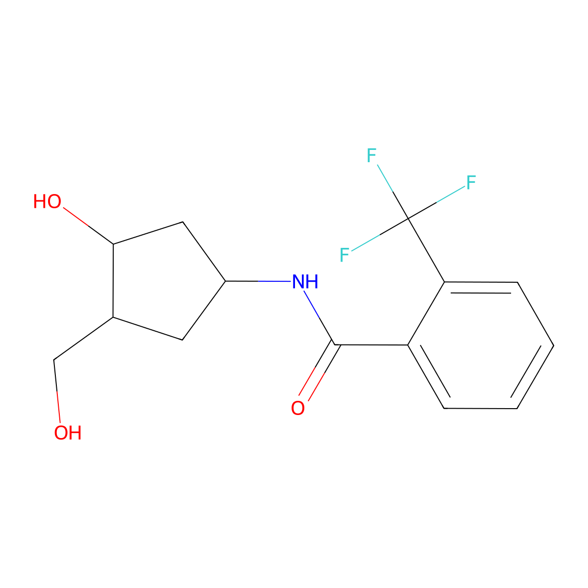 N-[3-Hydroxy-4-(hydroxymethyl)cyclopentyl]-2-(trifluoromethyl)benzamide molecular structure, CAS 1421522-53-3