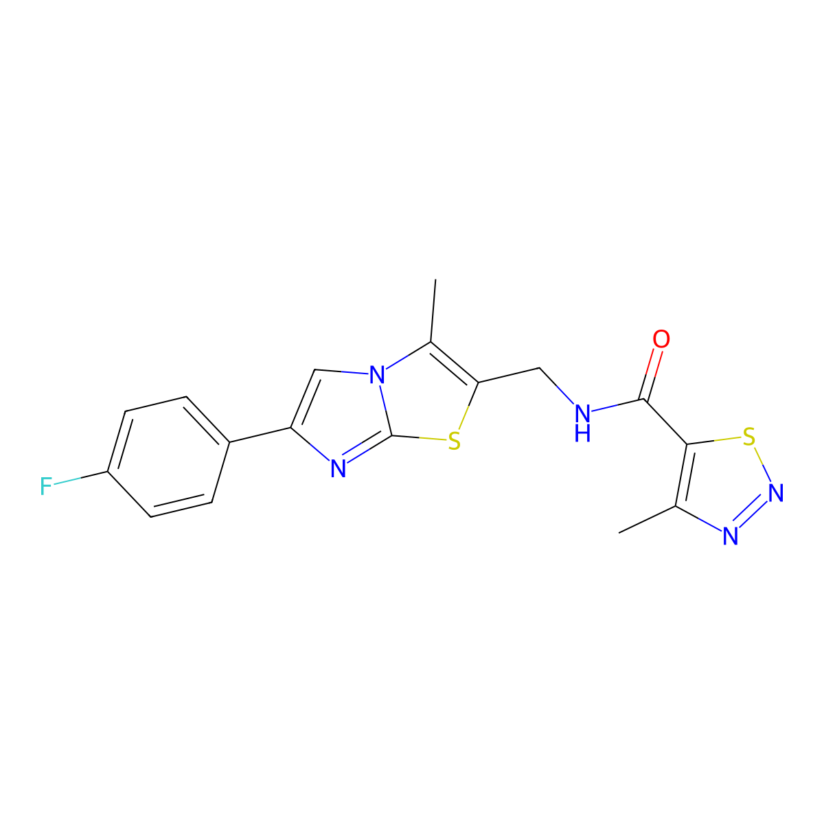 N-((6-(4-fluorophenyl)-3-methylimidazo[2,1-b]thiazol-2-yl)methyl)-4-methyl-1,2,3-thiadiazole-5-carboxamide molecular structure, CAS 1421522-63-5