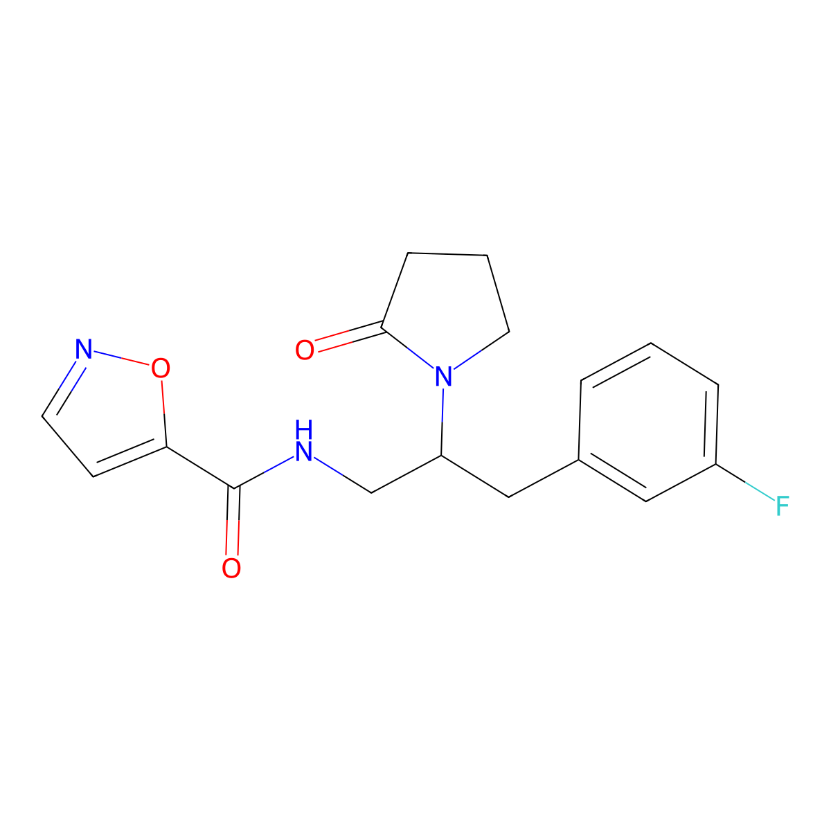 N-(3-(3-fluorophenyl)-2-(2-oxopyrrolidin-1-yl)propyl)isoxazole-5-carboxamide molecular structure, CAS 1421522-68-0