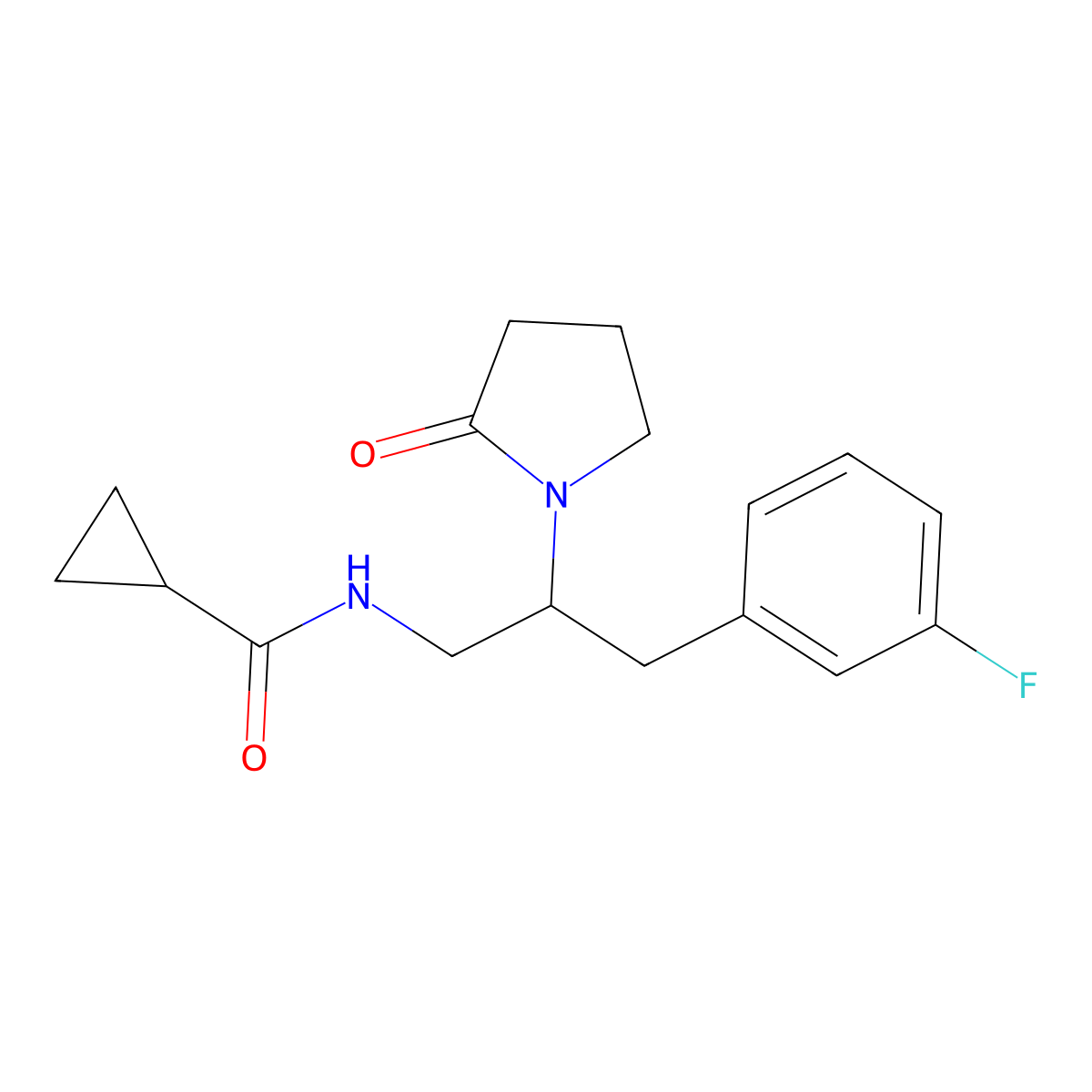 N-[3-(3-Fluorophenyl)-2-(2-oxopyrrolidin-1-YL)propyl]cyclopropanecarboxamide molecular structure, CAS 1421522-74-8
