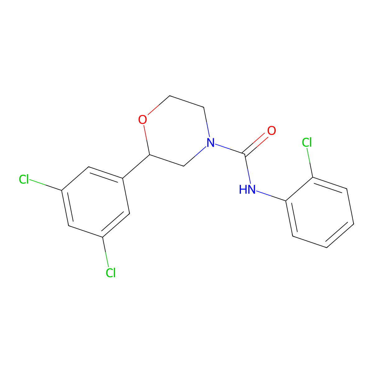N-(2-chlorophenyl)-2-(3,5-dichlorophenyl)morpholine-4-carboxamide molecular structure, CAS 1421522-79-3