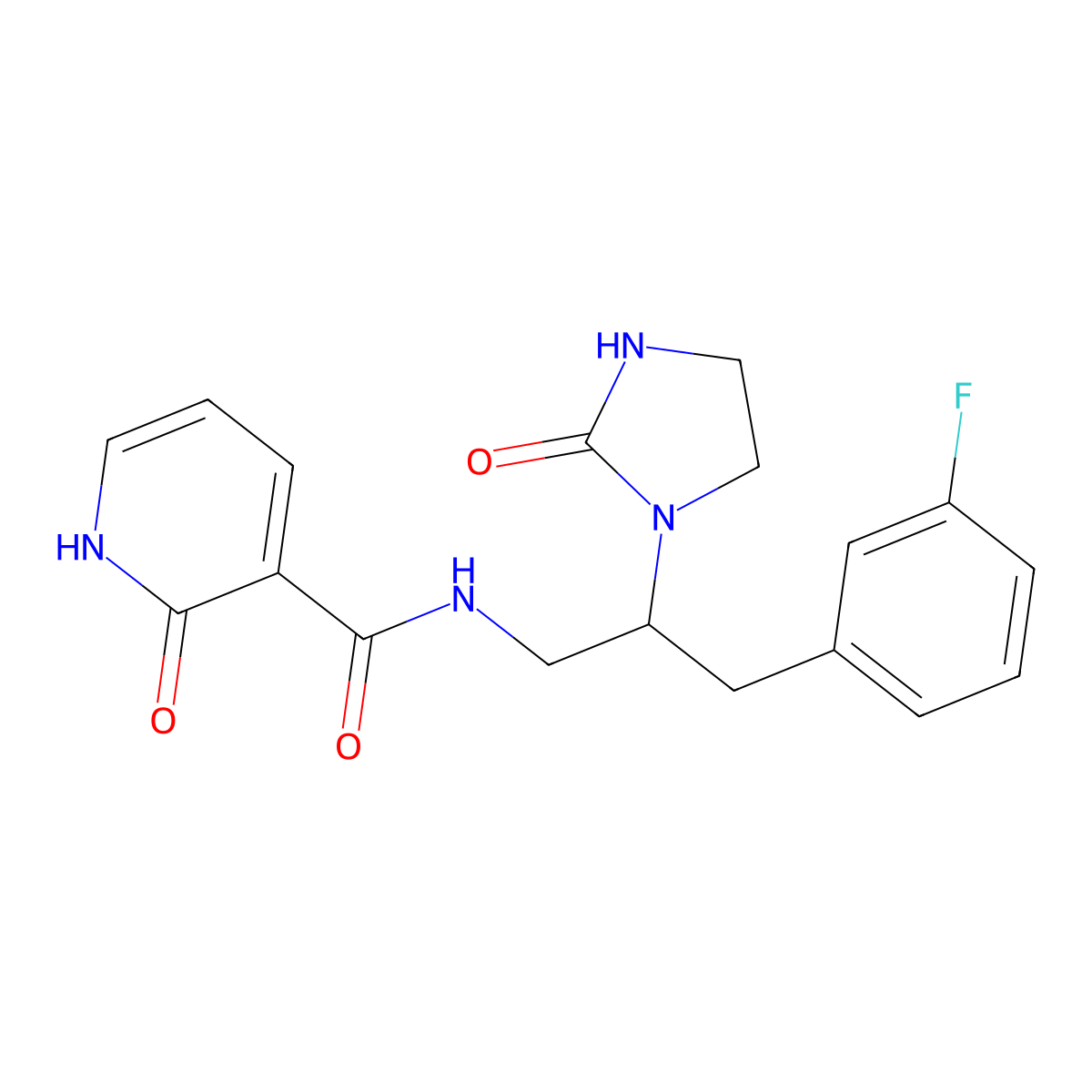 N-(3-(3-fluorophenyl)-2-(2-oxoimidazolidin-1-yl)propyl)-2-oxo-1,2-dihydropyridine-3-carboxamide molecular structure, CAS 1421522-85-1