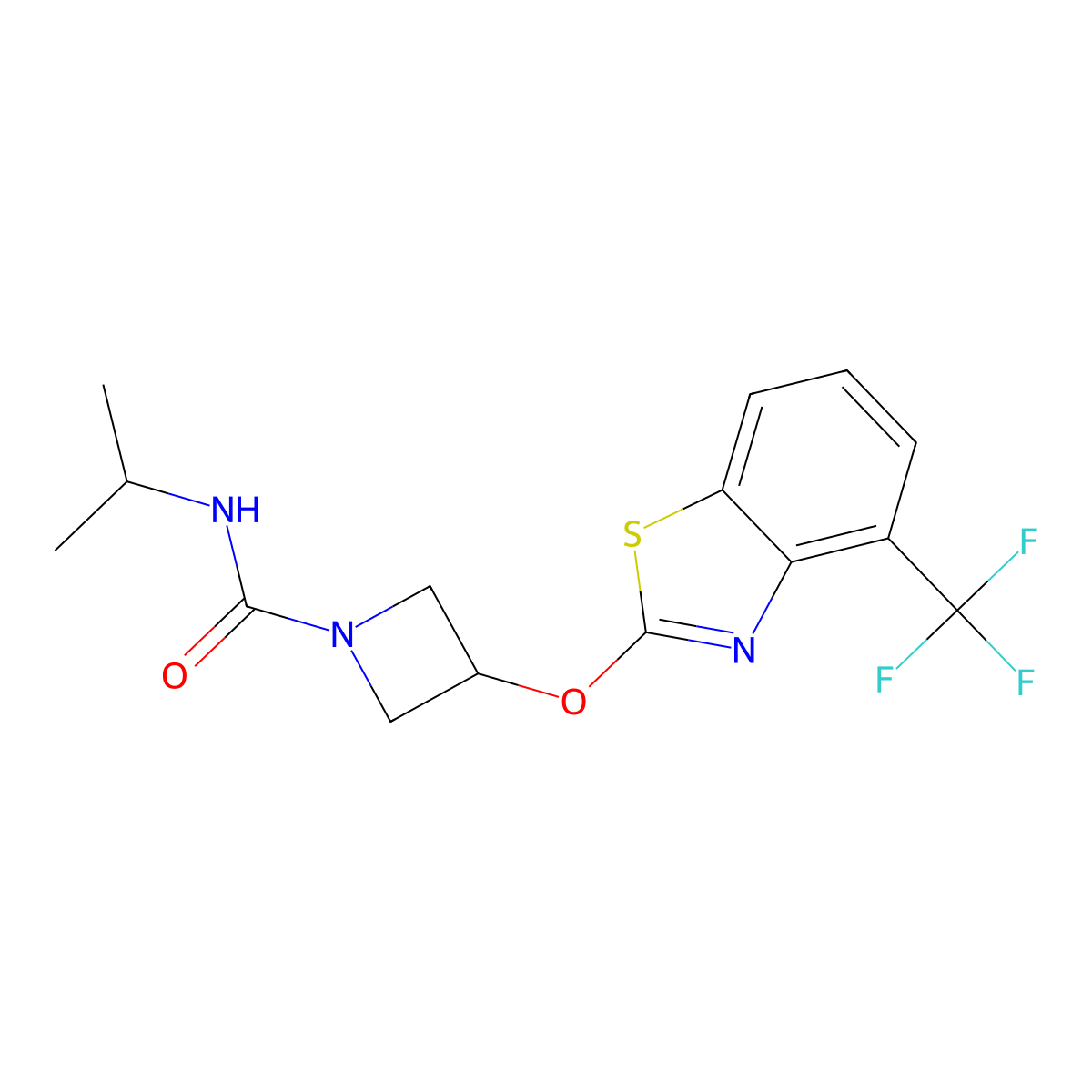 N-isopropyl-3-((4-(trifluoromethyl)benzo[d]thiazol-2-yl)oxy)azetidine-1-carboxamide molecular structure, CAS 1421522-95-3