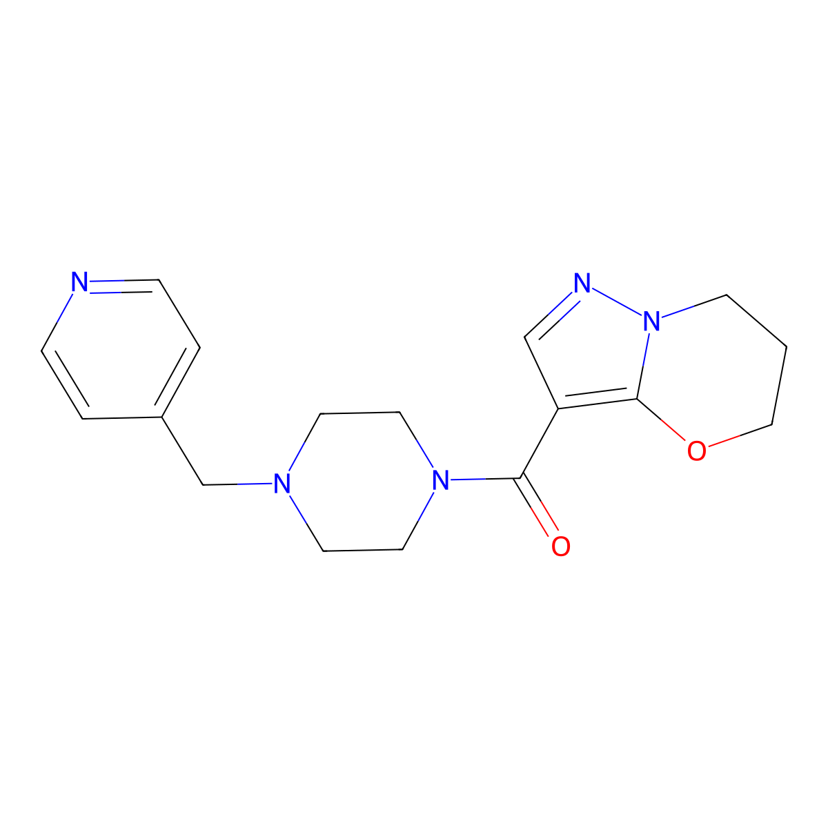 (6,7-dihydro-5H-pyrazolo[5,1-b][1,3]oxazin-3-yl)(4-(pyridin-4-ylmethyl)piperazin-1-yl)methanone molecular structure, CAS 1421522-97-5