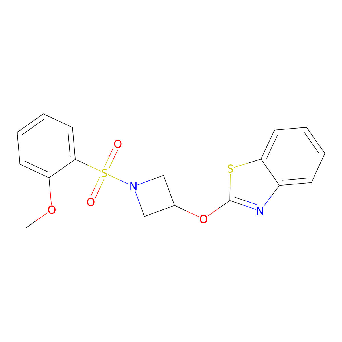 2-((1-((2-Methoxyphenyl)sulfonyl)azetidin-3-yl)oxy)benzo[d]thiazole molecular structure, CAS 1421523-02-5