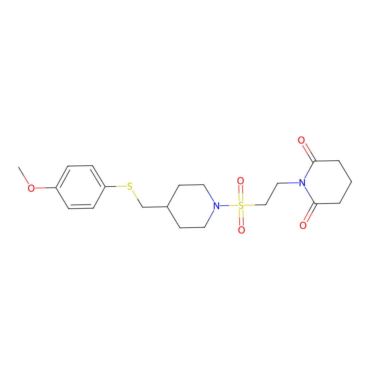 1-(2-((4-(((4-Methoxyphenyl)thio)methyl)piperidin-1-yl)sulfonyl)ethyl)piperidine-2,6-dione molecular structure, CAS 1421523-19-4