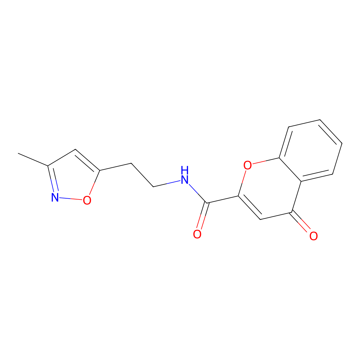 N-[2-(3-methyl-1,2-oxazol-5-yl)ethyl]-4-oxo-4H-chromene-2-carboxamide molecular structure, CAS 1421523-20-7