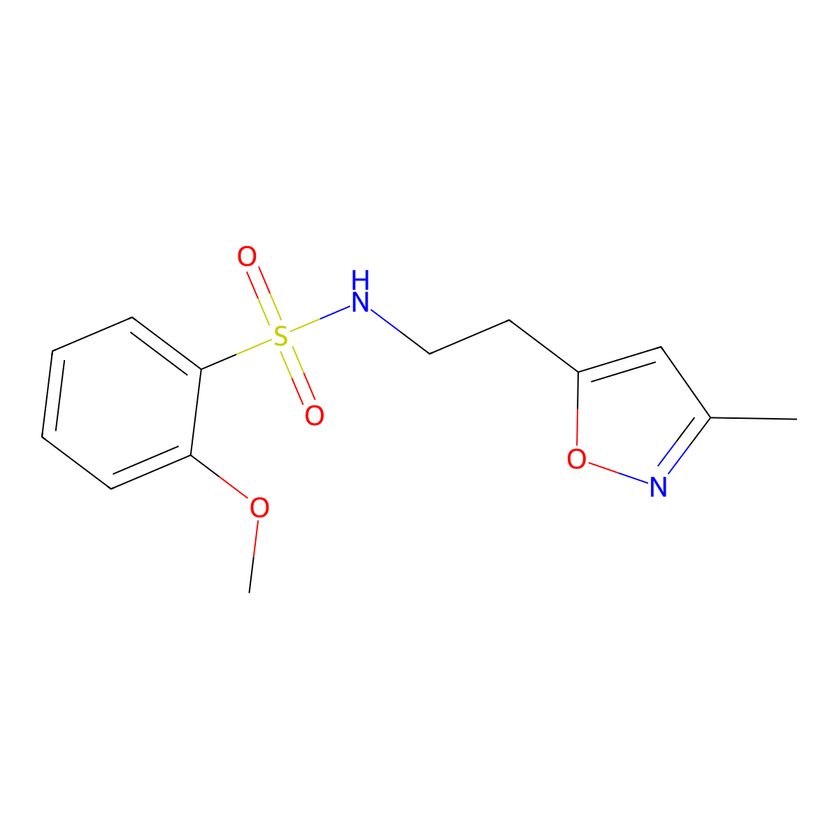 2-methoxy-N-(2-(3-methylisoxazol-5-yl)ethyl)benzenesulfonamide molecular structure, CAS 1421523-26-3