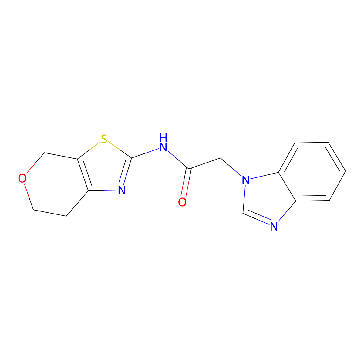2-(1H-benzo[d]imidazol-1-yl)-N-(6,7-dihydro-4H-pyrano[4,3-d]thiazol-2-yl)acetamide molecular structure, CAS 1421523-32-1