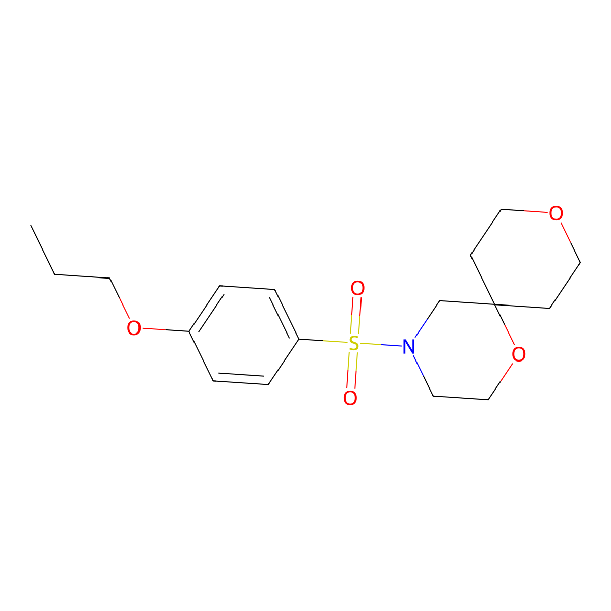 4-((4-Propoxyphenyl)sulfonyl)-1,9-dioxa-4-azaspiro[5.5]undecane molecular structure, CAS 1421523-62-7