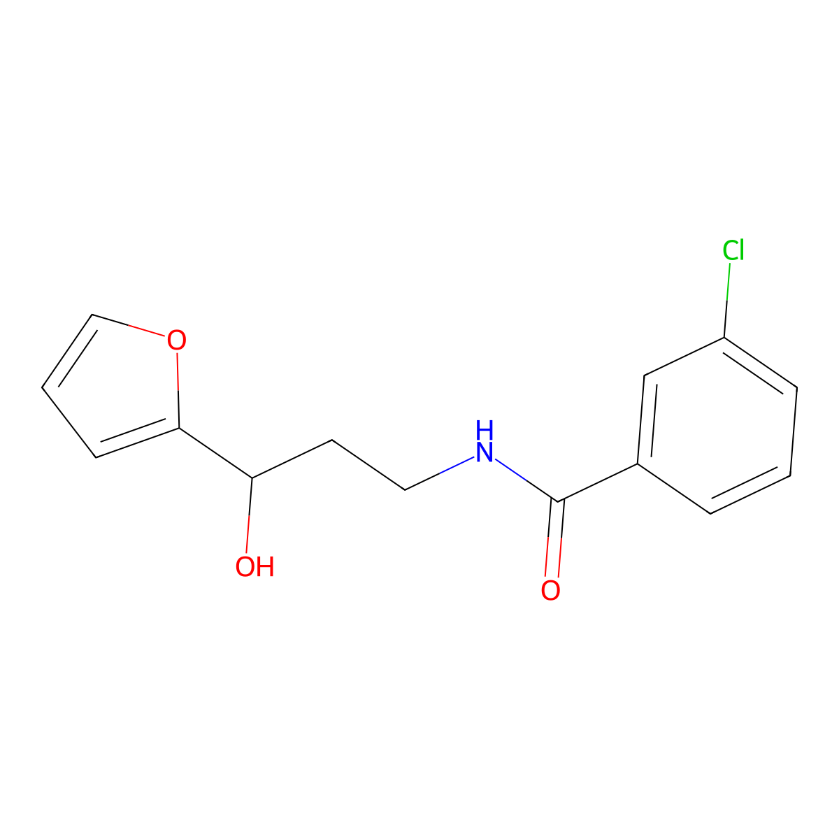 3-Chloro-N-[3-(furan-2-YL)-3-hydroxypropyl]benzamide molecular structure, CAS 1421523-70-7
