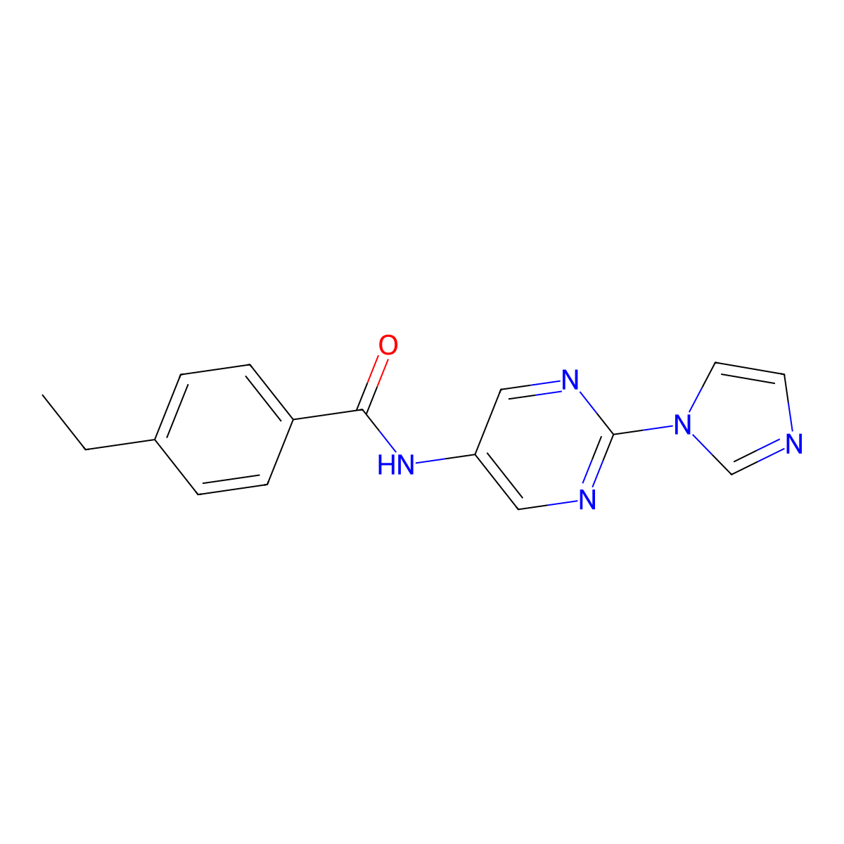 N-(2-(1H-imidazol-1-yl)pyrimidin-5-yl)-4-ethylbenzamide molecular structure, CAS 1421523-71-8