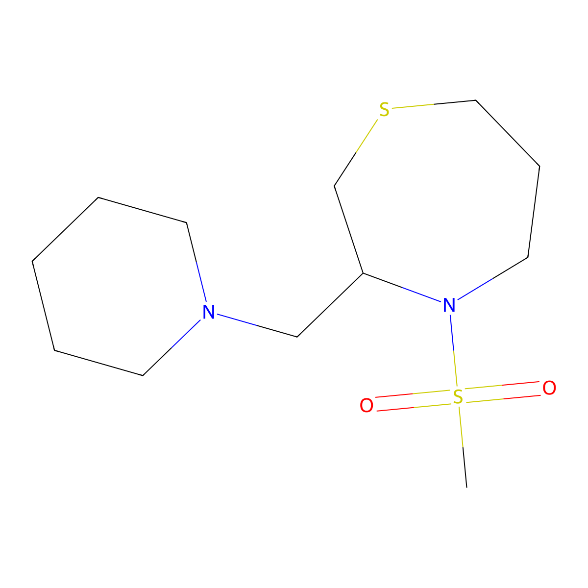 4-(Methylsulfonyl)-3-(piperidin-1-ylmethyl)-1,4-thiazepane molecular structure, CAS 1421523-73-0