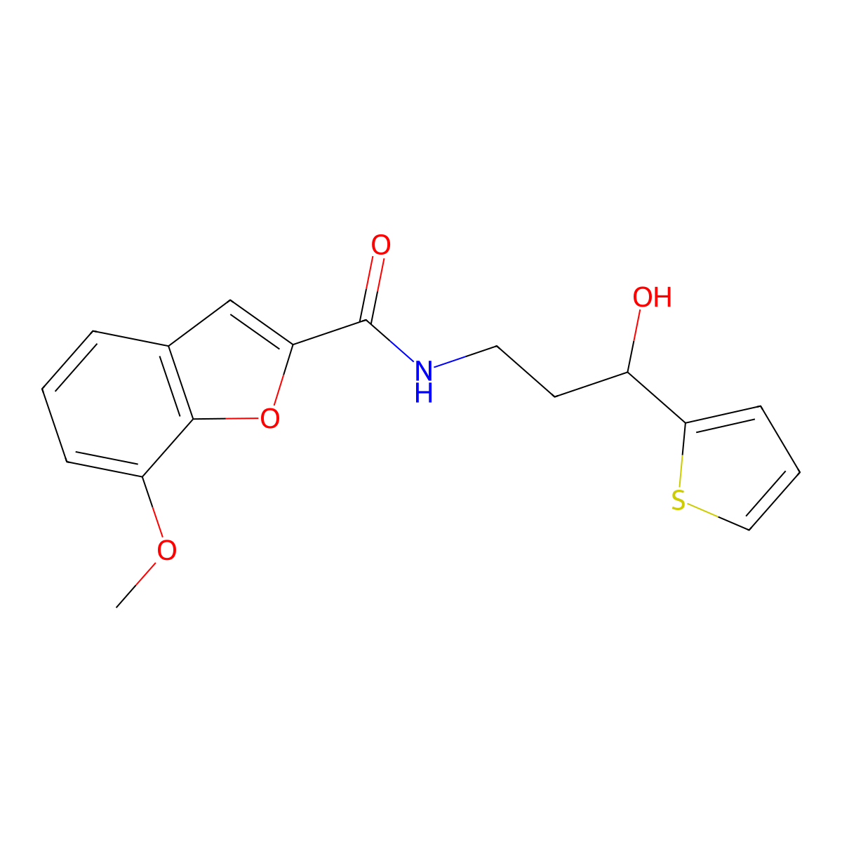 N-(3-hydroxy-3-(thiophen-2-yl)propyl)-7-methoxybenzofuran-2-carboxamide molecular structure, CAS 1421523-98-9