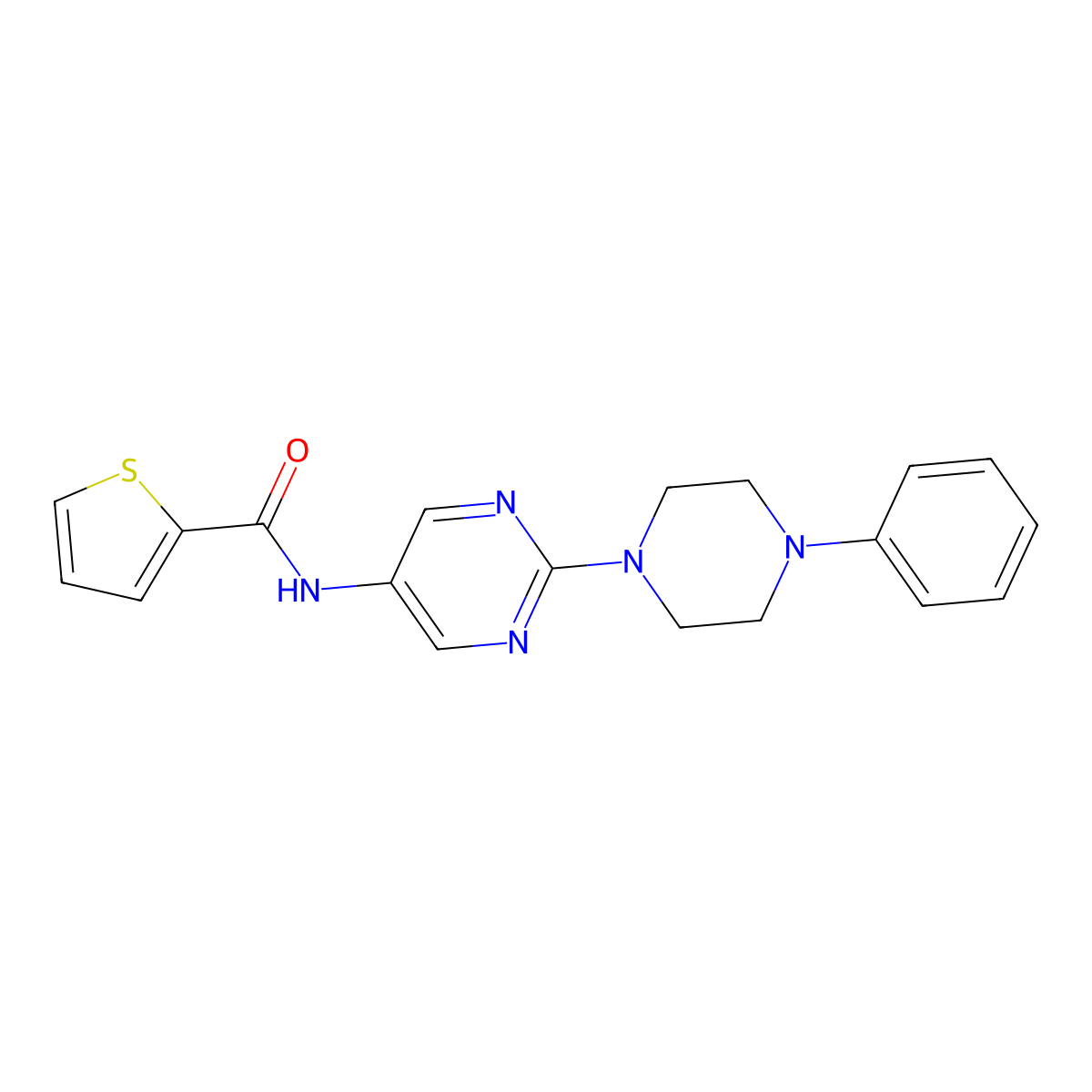 N-[2-(4-Phenylpiperazin-1-YL)pyrimidin-5-YL]thiophene-2-carboxamide molecular structure, CAS 1421524-07-3