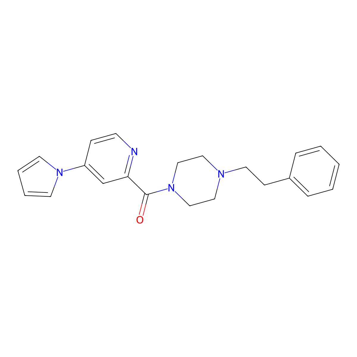 (4-(1H-pyrrol-1-yl)pyridin-2-yl)(4-phenethylpiperazin-1-yl)methanone molecular structure, CAS 1421524-08-4