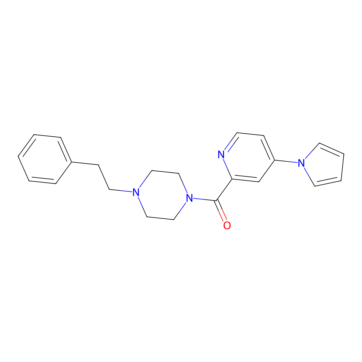 (4-(1H-pyrrol-1-yl)pyridin-2-yl)(4-phenethylpiperazin-1-yl)methanone molecular structure, CAS 1421524-08-4