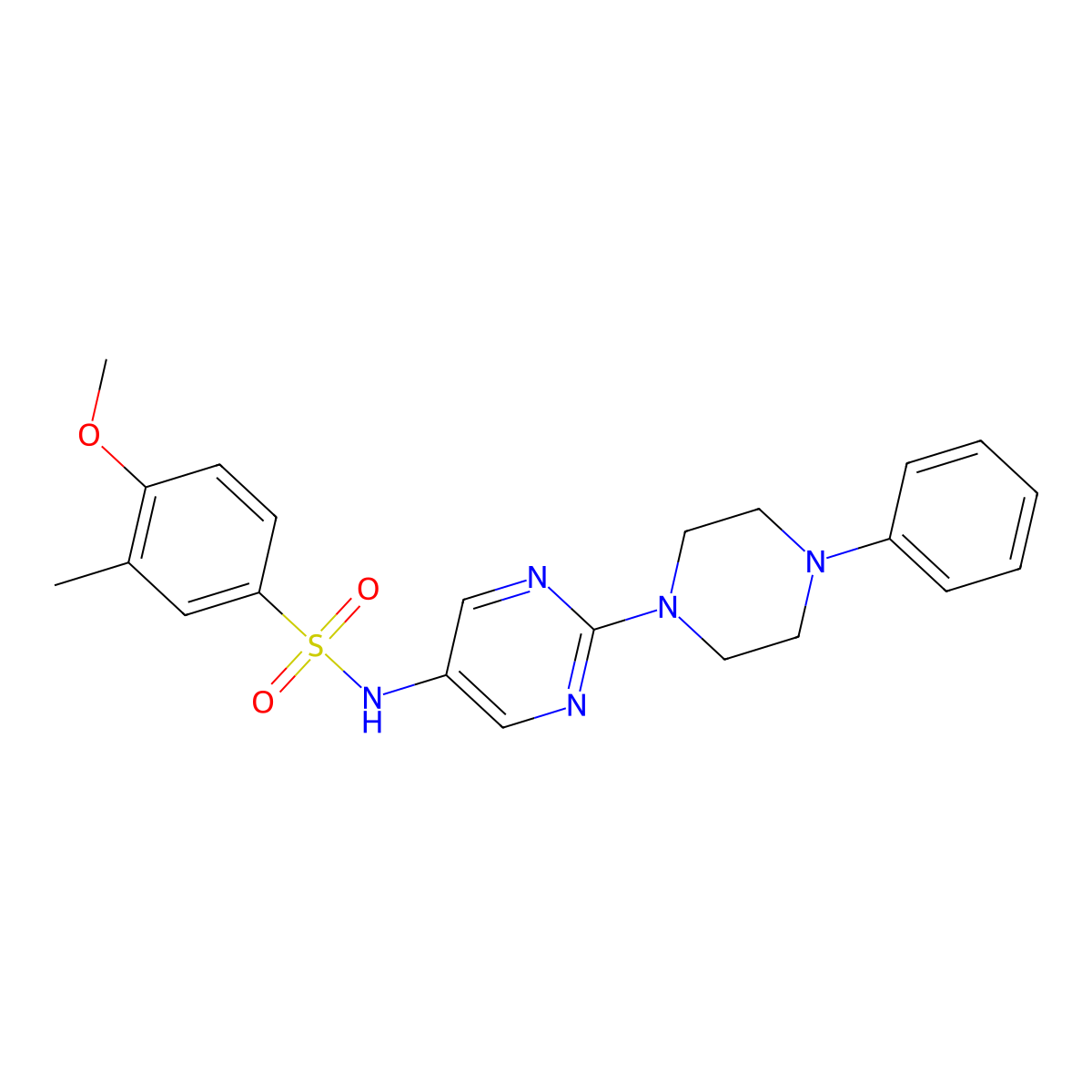 4-methoxy-3-methyl-N-(2-(4-phenylpiperazin-1-yl)pyrimidin-5-yl)benzenesulfonamide molecular structure, CAS 1421524-14-2