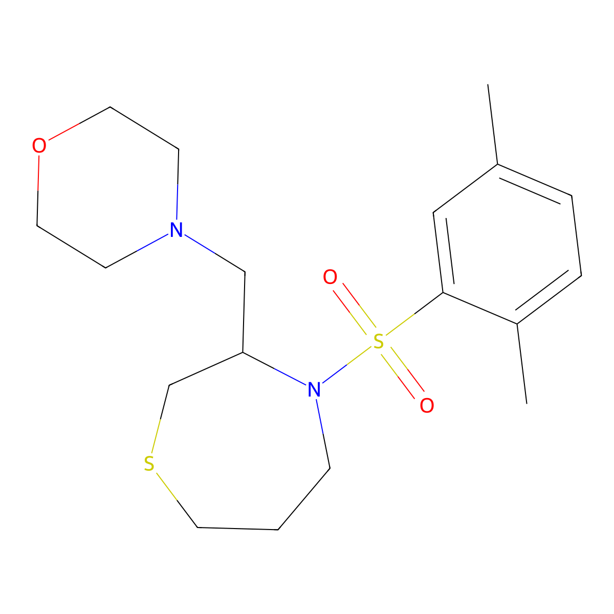 4-(2,5-Dimethylbenzenesulfonyl)-3-[(morpholin-4-yl)methyl]-1,4-thiazepane molecular structure, CAS 1421524-16-4