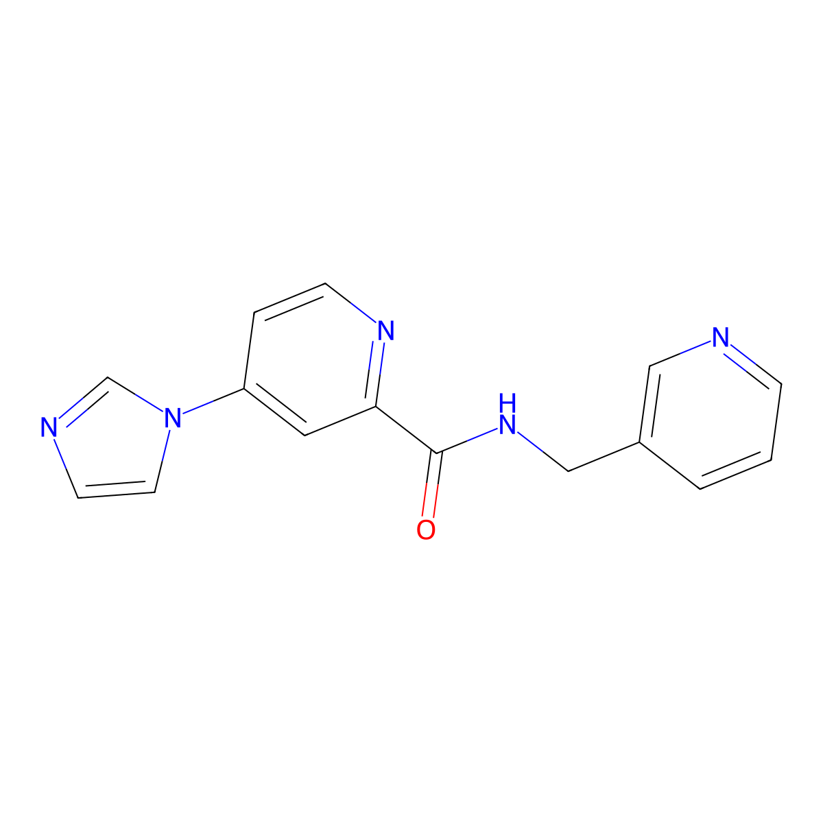 4-(1H-imidazol-1-yl)-N-(pyridin-3-ylmethyl)picolinamide molecular structure, CAS 1421524-28-8