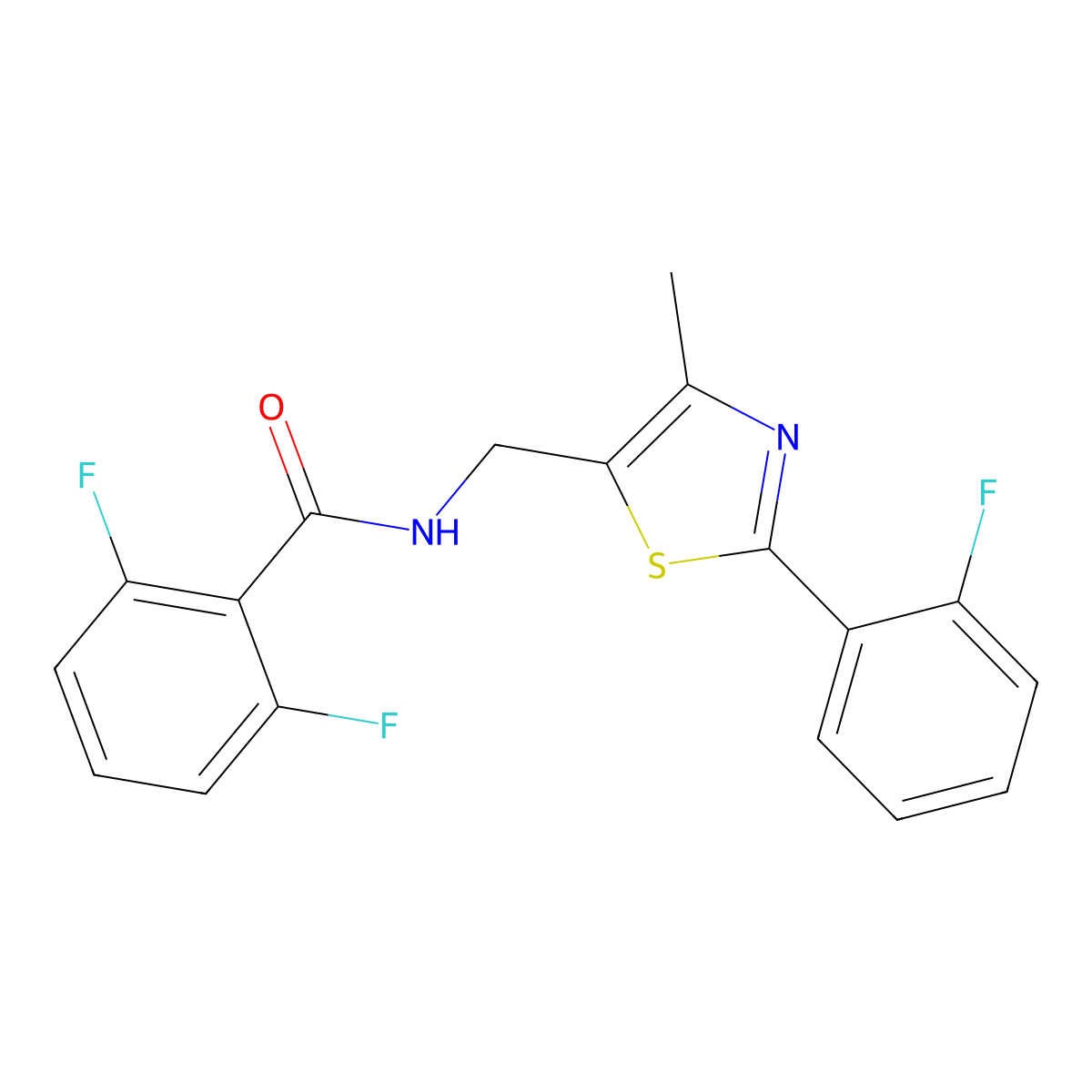 2,6-difluoro-N-((2-(2-fluorophenyl)-4-methylthiazol-5-yl)methyl)benzamide molecular structure, CAS 1421524-30-2