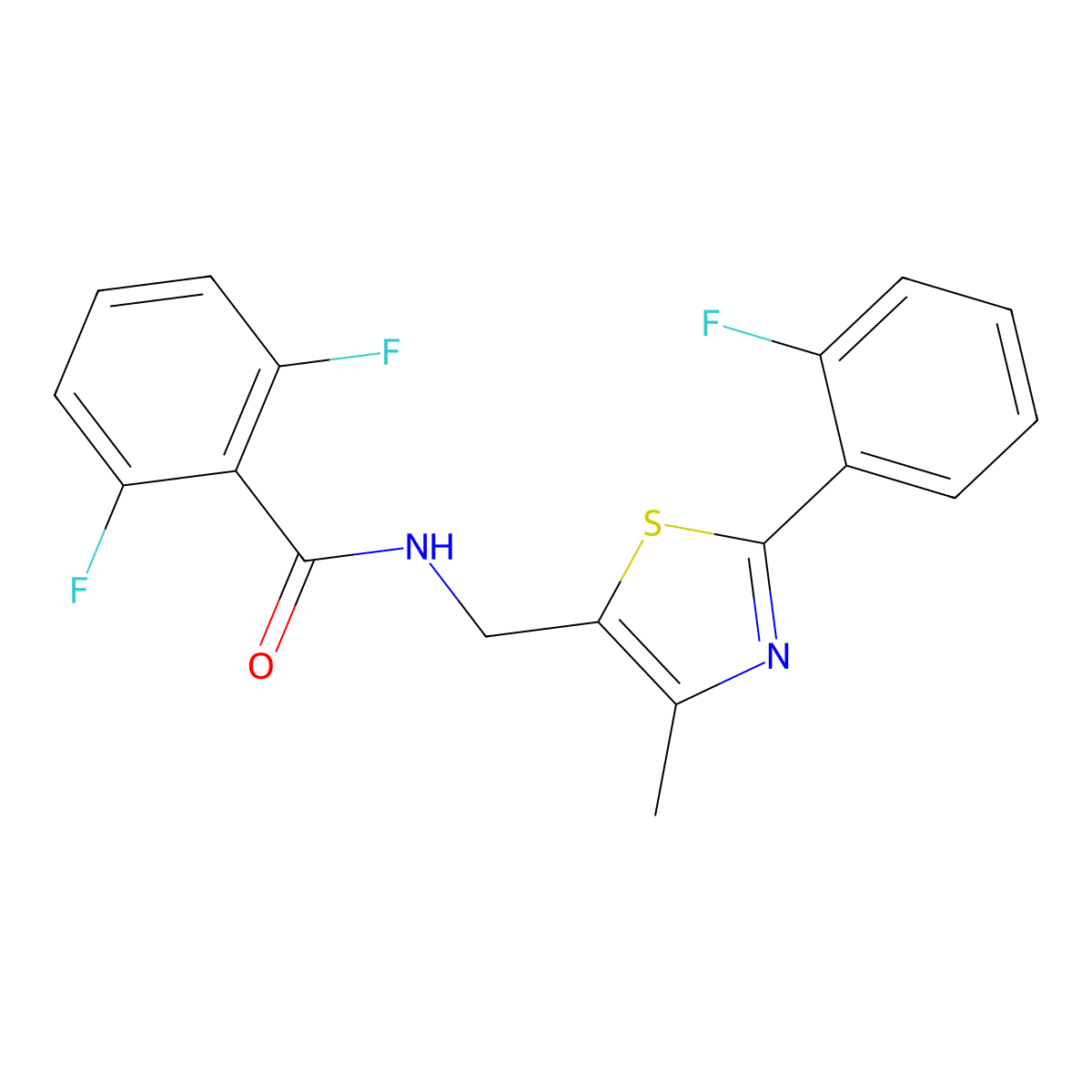 2,6-difluoro-N-((2-(2-fluorophenyl)-4-methylthiazol-5-yl)methyl)benzamide molecular structure, CAS 1421524-30-2