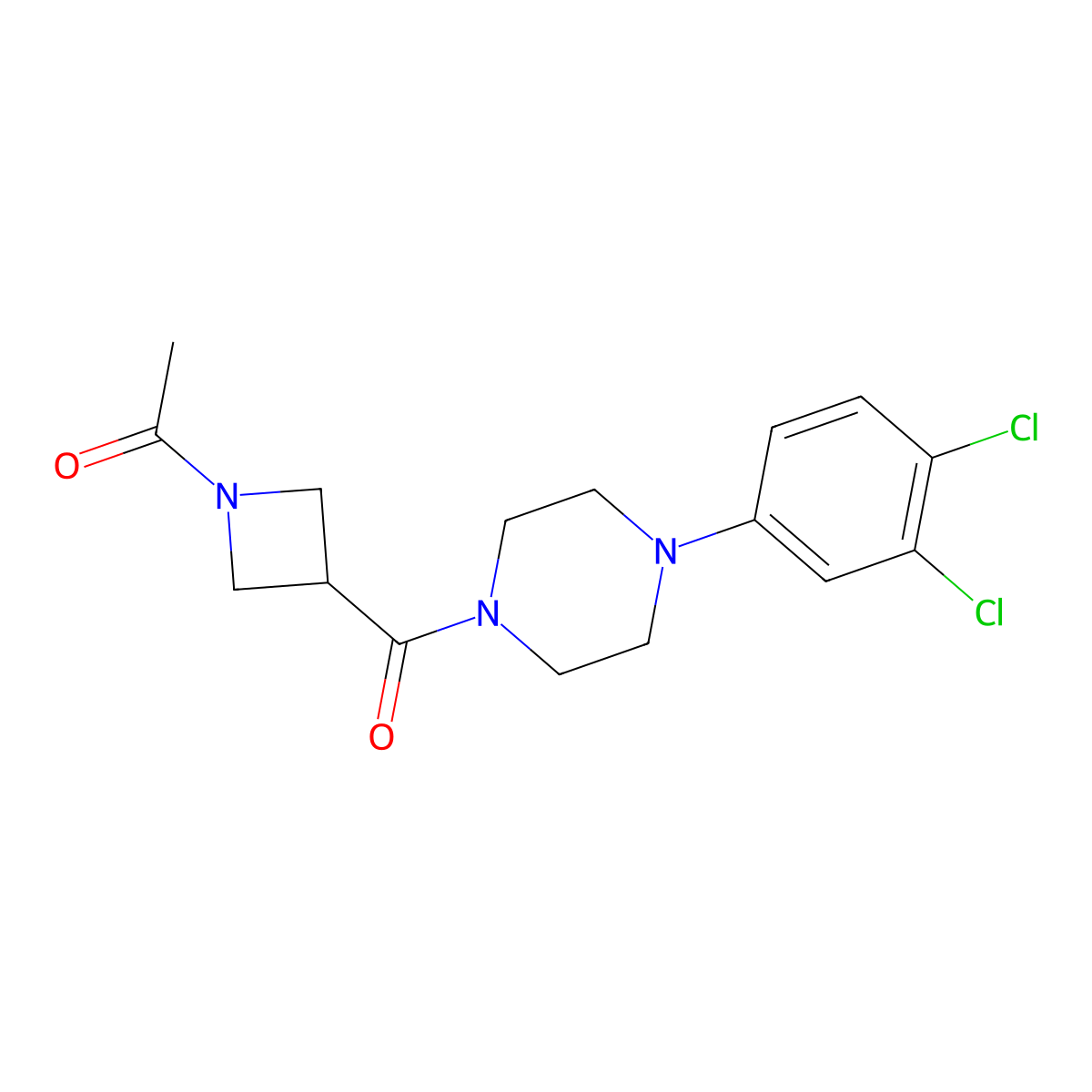 1-(3-(4-(3,4-Dichlorophenyl)piperazine-1-carbonyl)azetidin-1-yl)ethanone molecular structure, CAS 1421524-31-3