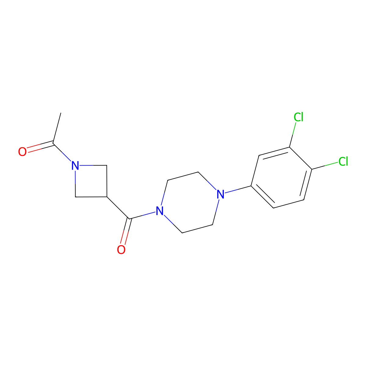 1-(3-(4-(3,4-Dichlorophenyl)piperazine-1-carbonyl)azetidin-1-yl)ethanone molecular structure, CAS 1421524-31-3