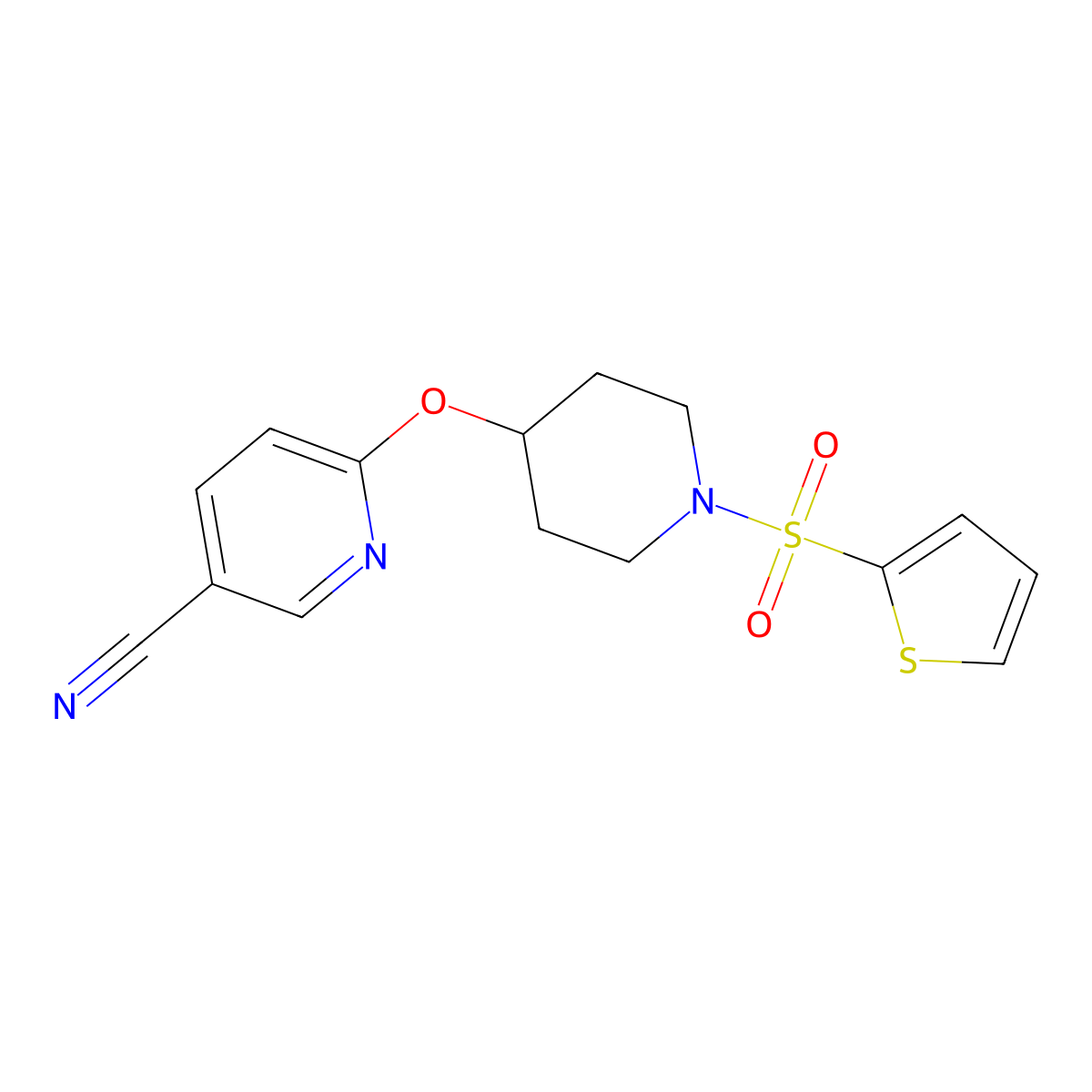 6-((1-(Thiophen-2-ylsulfonyl)piperidin-4-yl)oxy)nicotinonitrile molecular structure, CAS 1421524-32-4