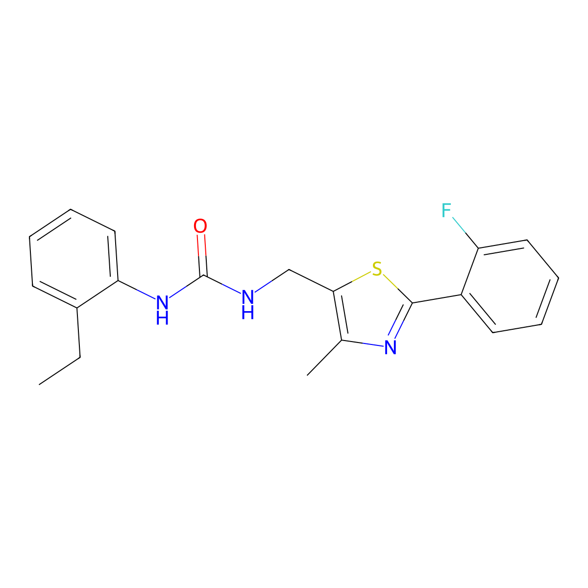 1-(2-Ethylphenyl)-3-((2-(2-fluorophenyl)-4-methylthiazol-5-yl)methyl)urea molecular structure, CAS 1421524-35-7