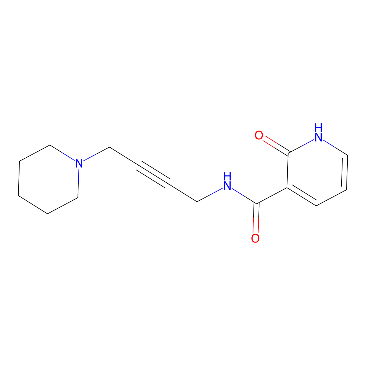 2-oxo-N-(4-(piperidin-1-yl)but-2-yn-1-yl)-1,2-dihydropyridine-3-carboxamide molecular structure, CAS 1421524-36-8
