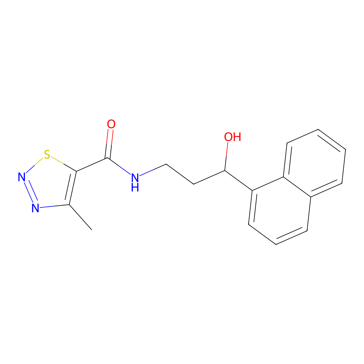 N-(3-hydroxy-3-(naphthalen-1-yl)propyl)-4-methyl-1,2,3-thiadiazole-5-carboxamide molecular structure, CAS 1421524-38-0