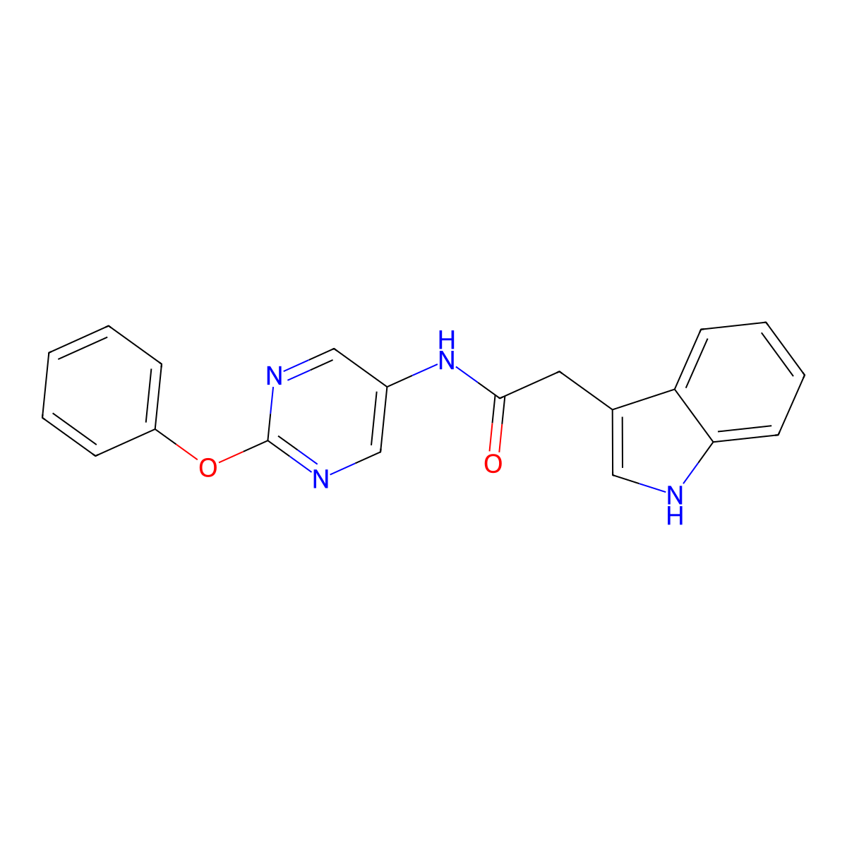 2-(1H-indol-3-yl)-N-(2-phenoxypyrimidin-5-yl)acetamide molecular structure, CAS 1421524-48-2