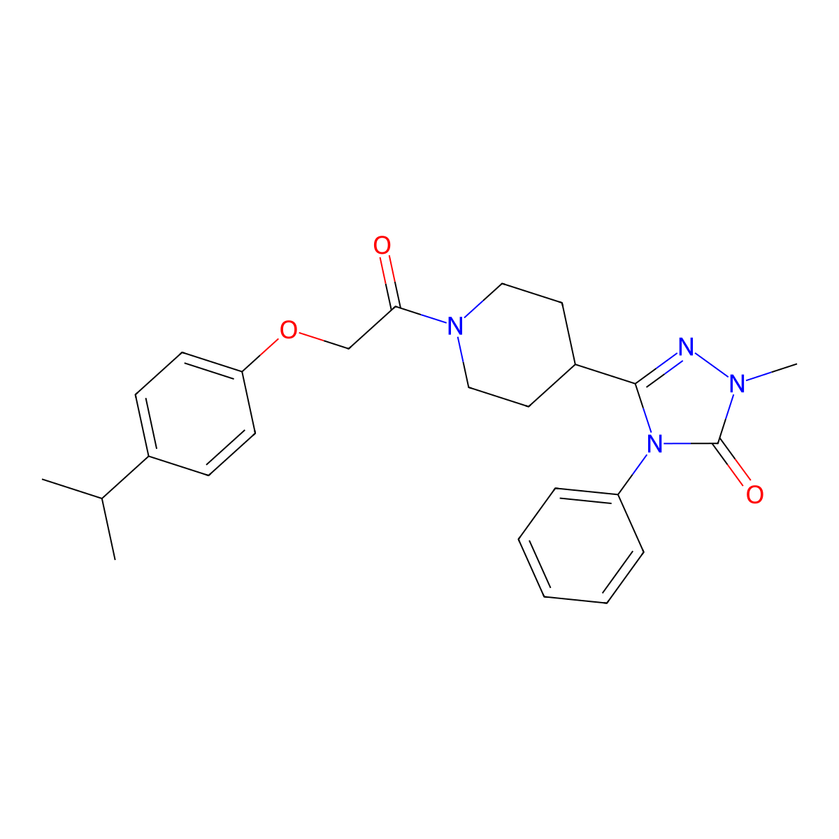 1-methyl-4-phenyl-3-(1-{2-[4-(propan-2-yl)phenoxy]acetyl}piperidin-4-yl)-4,5-dihydro-1H-1,2,4-triazol-5-one molecular structure, CAS 1421524-59-5