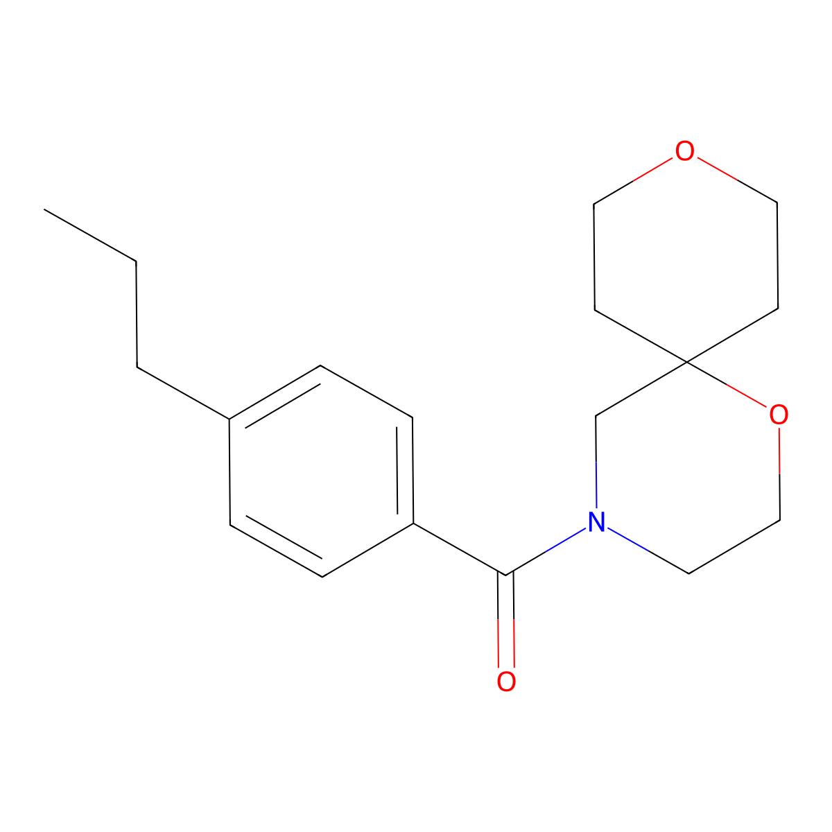 (4-Propylphenyl)(1,9-dioxa-4-azaspiro[5.5]undecan-4-yl)methanone molecular structure, CAS 1421524-74-4