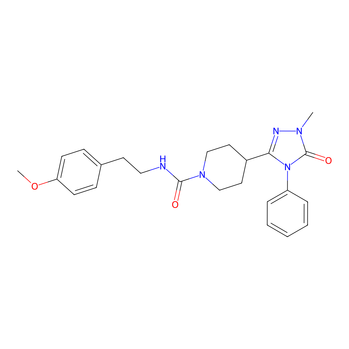 N-(4-methoxyphenethyl)-4-(1-methyl-5-oxo-4-phenyl-4,5-dihydro-1H-1,2,4-triazol-3-yl)piperidine-1-carboxamide molecular structure, CAS 1421524-75-5