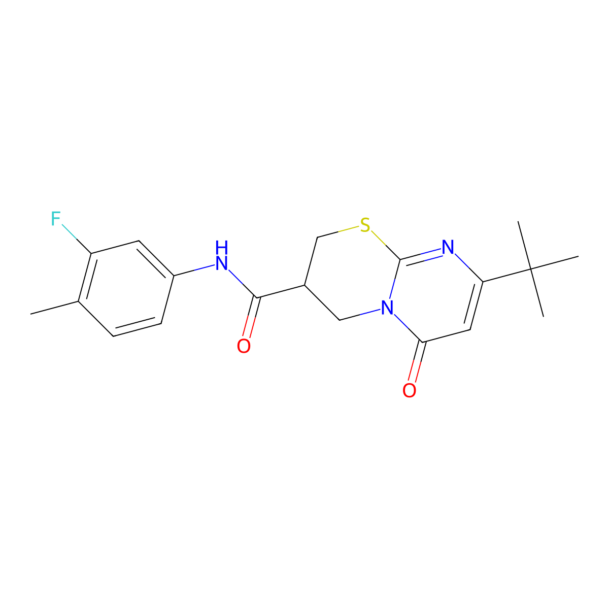 8-(tert-butyl)-N-(3-fluoro-4-methylphenyl)-6-oxo-2,3,4,6-tetrahydropyrimido[2,1-b][1,3]thiazine-3-carboxamide molecular structure, CAS 1421524-77-7