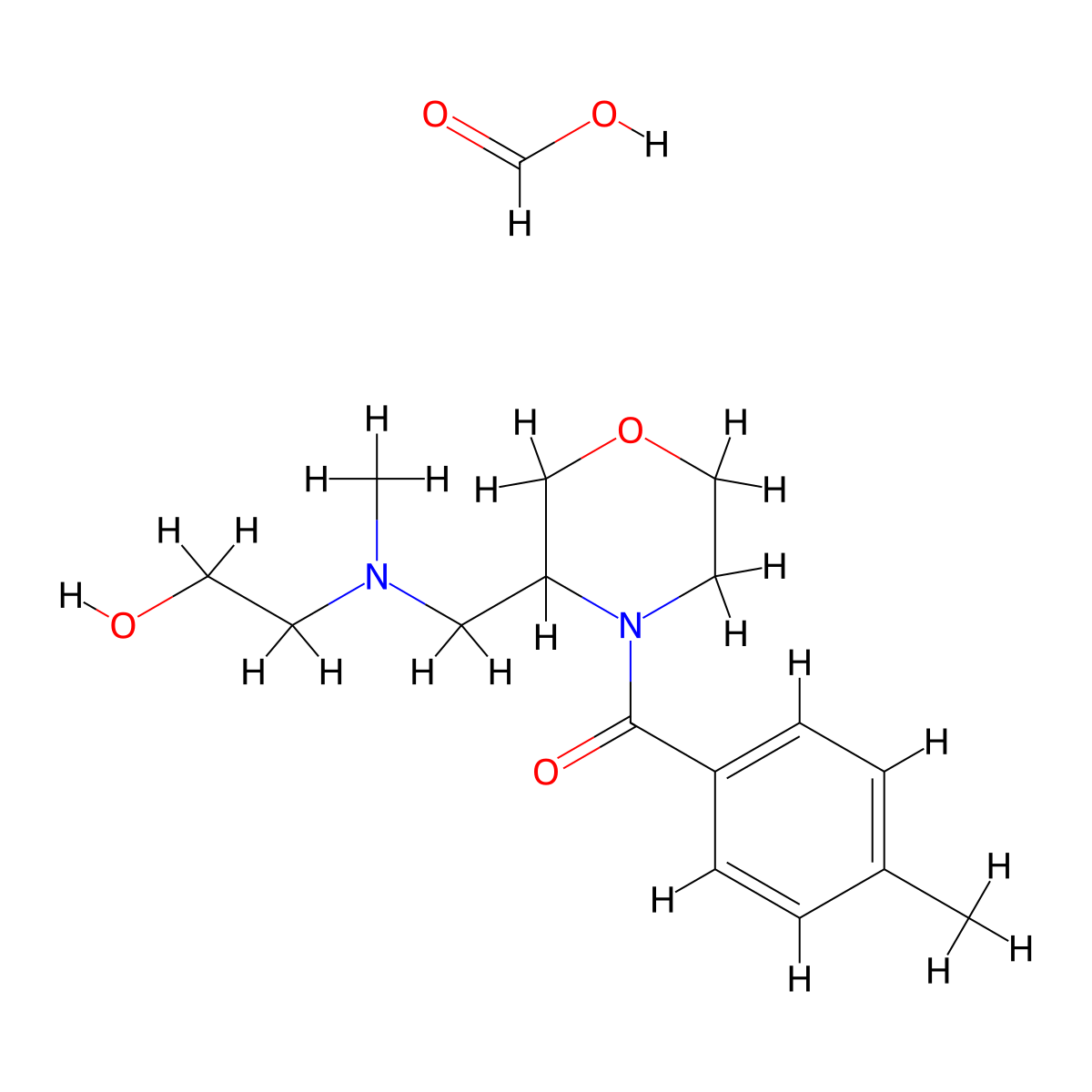 (3-(((2-Hydroxyethyl)(methyl)amino)methyl)morpholino)(p-tolyl)methanone formate molecular structure, CAS 1421524-91-5