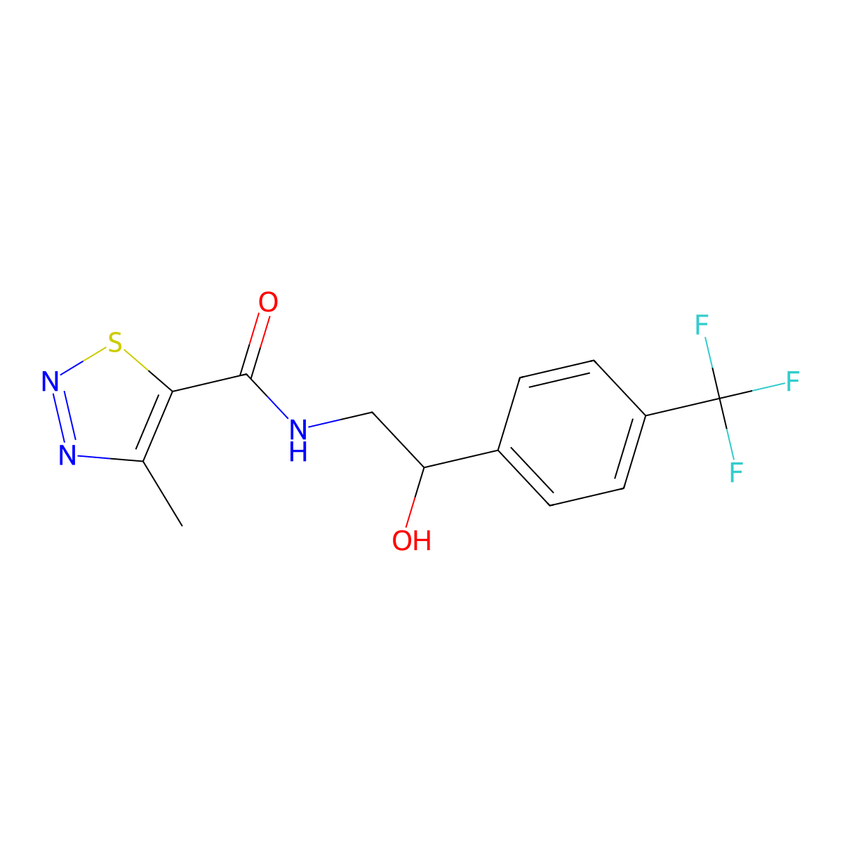N-{2-Hydroxy-2-[4-(trifluoromethyl)phenyl]ethyl}-4-methyl-1,2,3-thiadiazole-5-carboxamide molecular structure, CAS 1421524-93-7