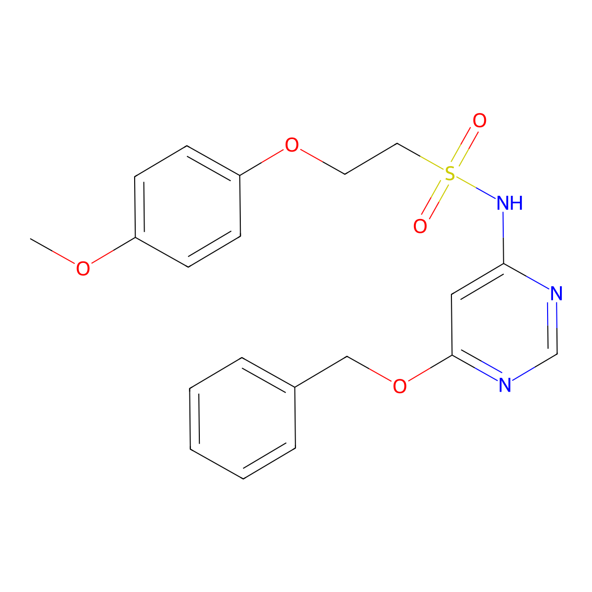N-(6-(benzyloxy)pyrimidin-4-yl)-2-(4-methoxyphenoxy)ethanesulfonamide molecular structure, CAS 1421524-95-9
