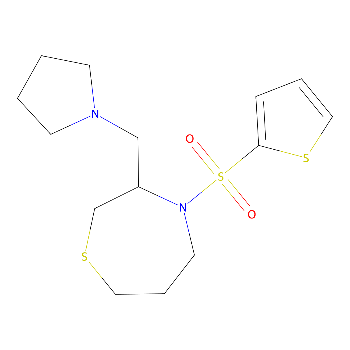 3-(Pyrrolidin-1-ylmethyl)-4-(thiophen-2-ylsulfonyl)-1,4-thiazepane molecular structure, CAS 1421524-97-1